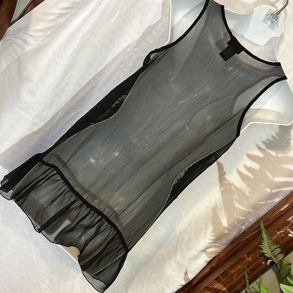 Lace Inset Ruffled Bottom Sheer Top - Picture 5 of 6